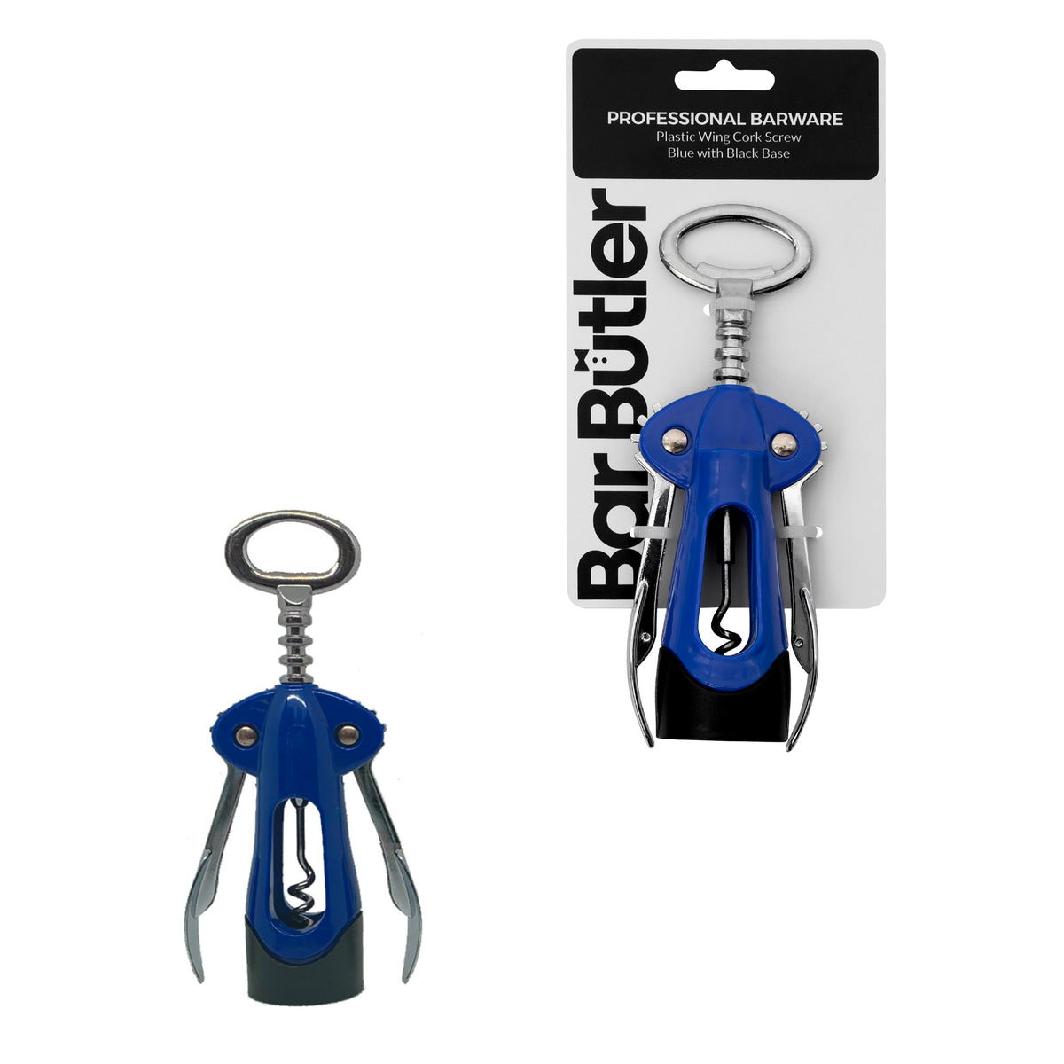 BAR BUTLER WING CORKSCREW PLASTIC BLUE WITH BLACK BASE