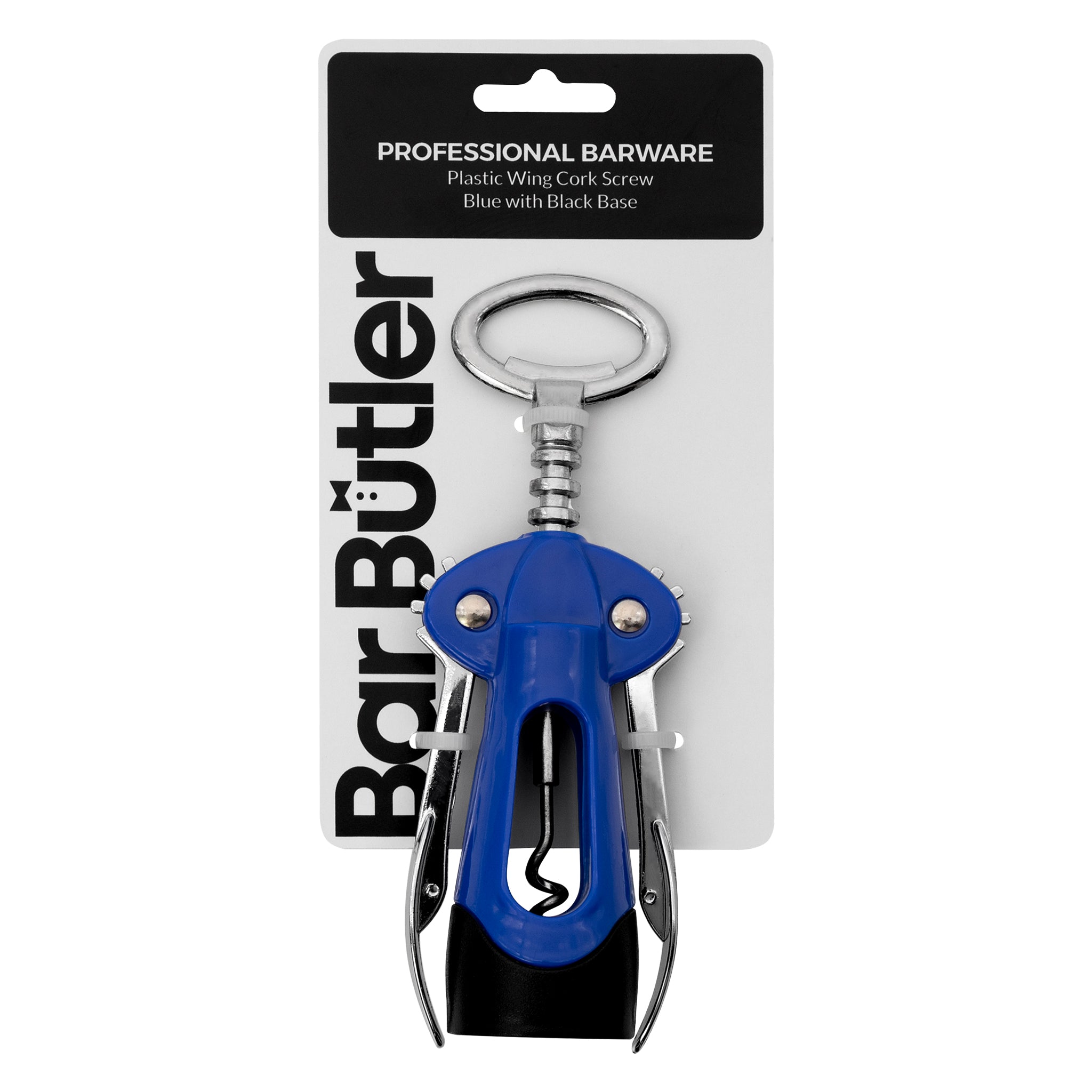 BAR BUTLER WING CORKSCREW PLASTIC BLUE WITH BLACK BASE, 180X60MM