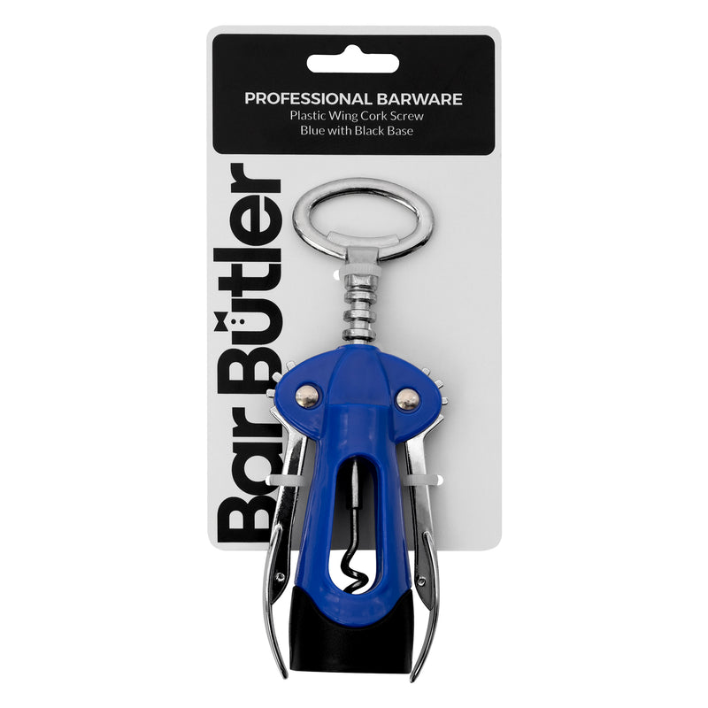 BAR BUTLER WING CORKSCREW PLASTIC BLUE WITH BLACK BASE, 180x60MM