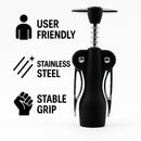 BAR BUTLER MERMAID WING CORKSCREW BOTTLE OPENER BLACK