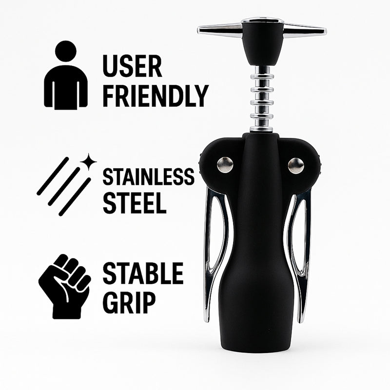 BAR BUTLER MERMAID WING CORKSCREW BOTTLE OPENER BLACK