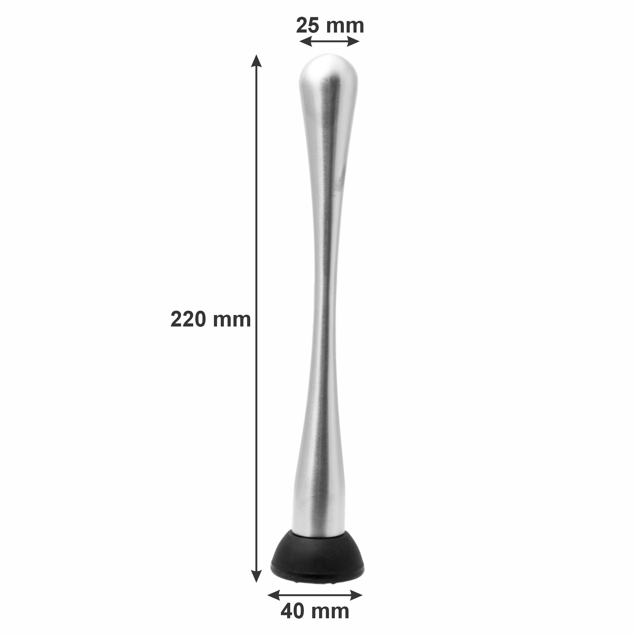BAR BUTLER MUDDLER ST STEEL WITH BLACK NETTED HEAD
