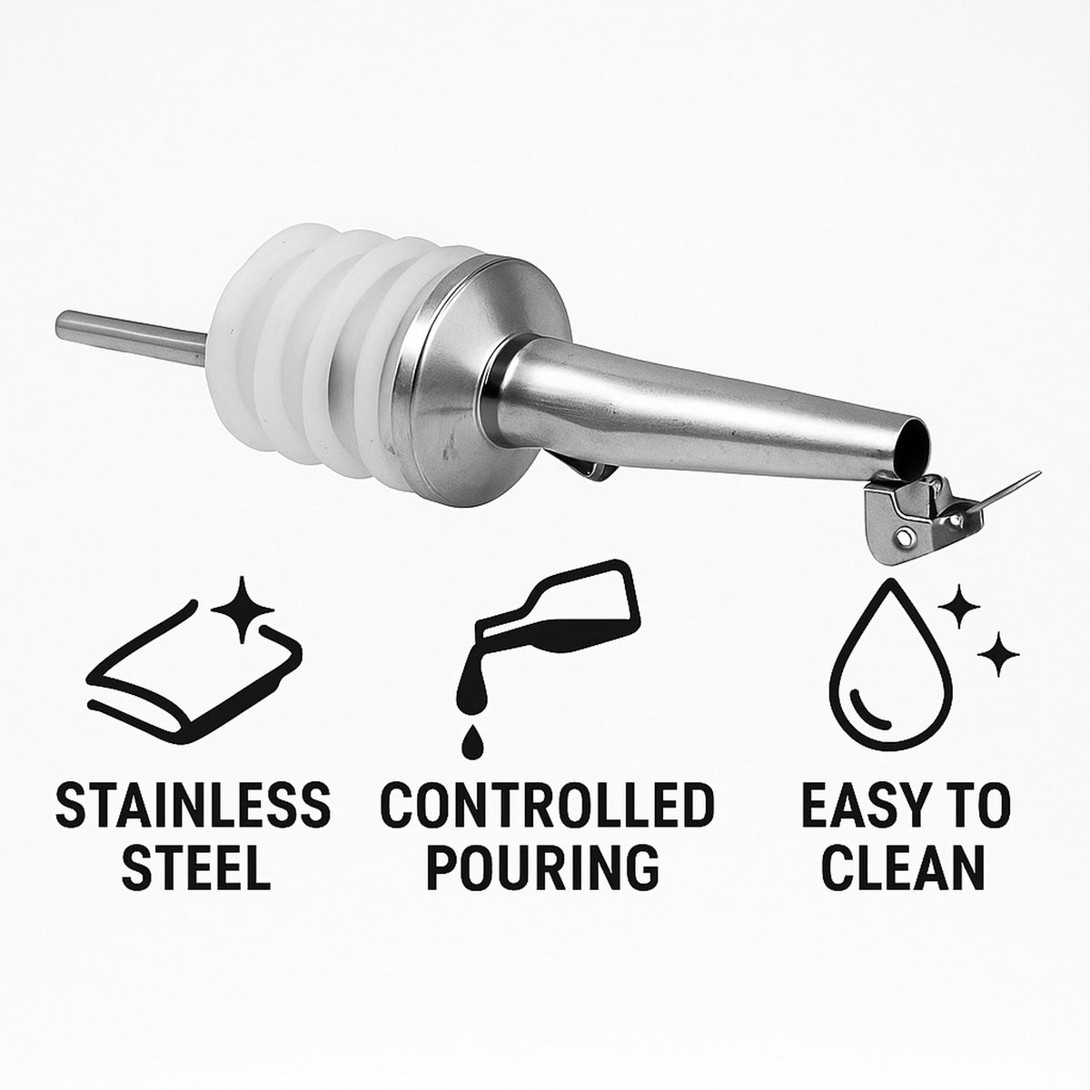 BAR BUTLER FREE FLOW POURERS WITH CAPS STAINLESS STEEL 2PK