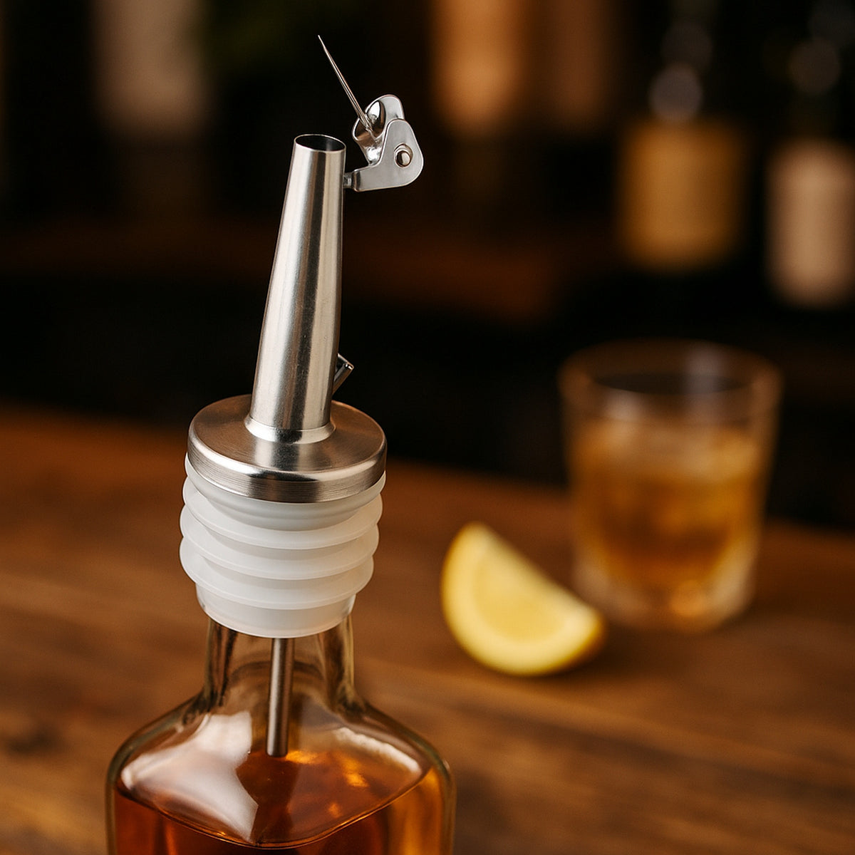 BAR BUTLER FREE FLOW POURERS WITH CAPS STAINLESS STEEL 2PK