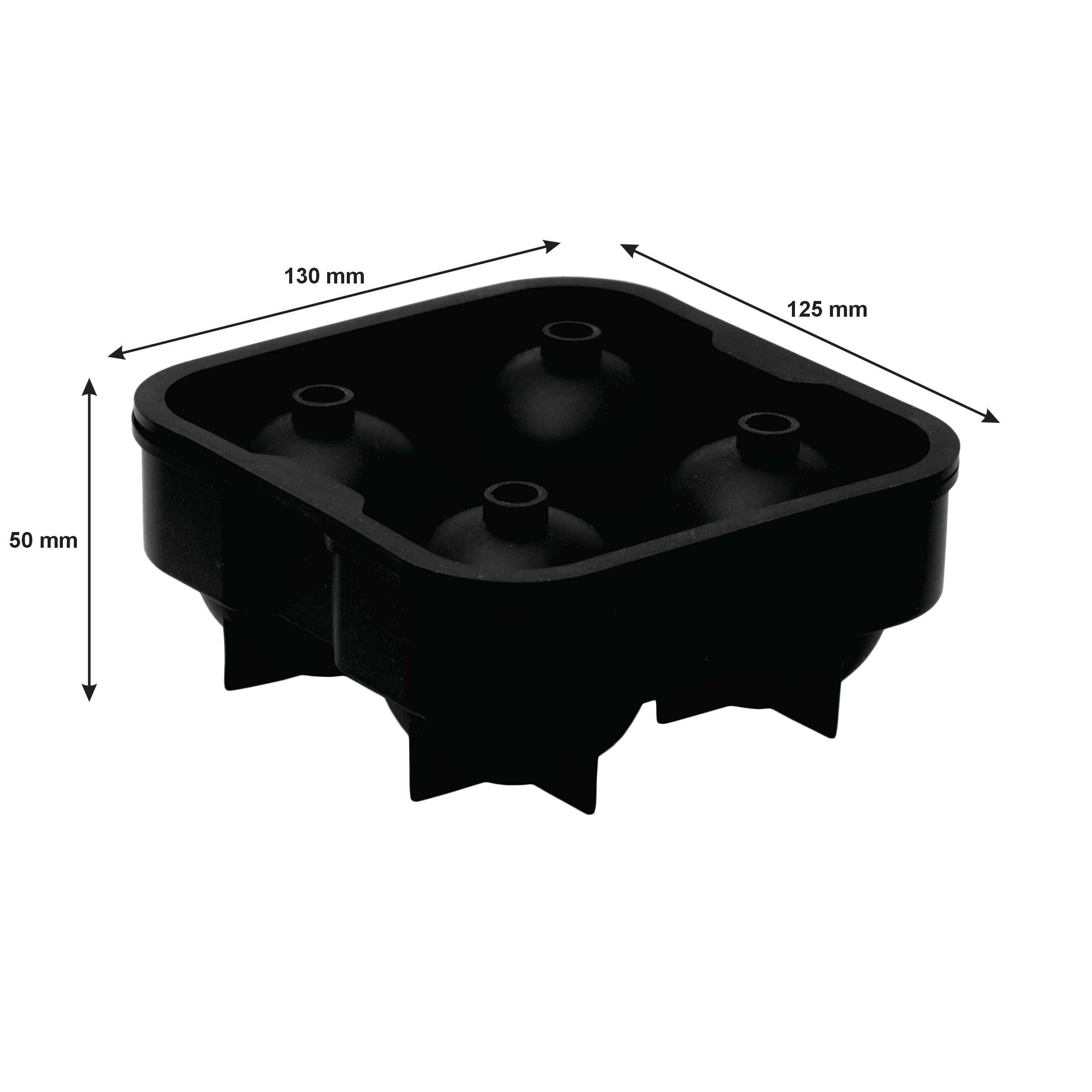 BAR BUTLER BLACK SILICONE 4 ICE SPHERE MOULD