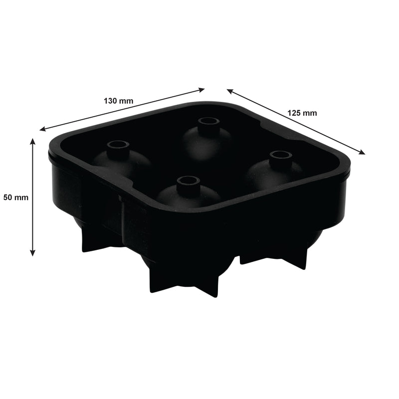 BAR BUTLER BLACK SILICONE ICE BALL (4) MOULD, (125X130X50MM)