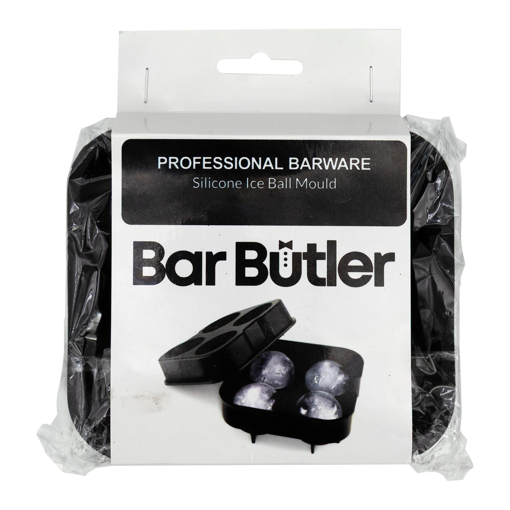 BAR BUTLER BLACK SILICONE 4 ICE SPHERE MOULD