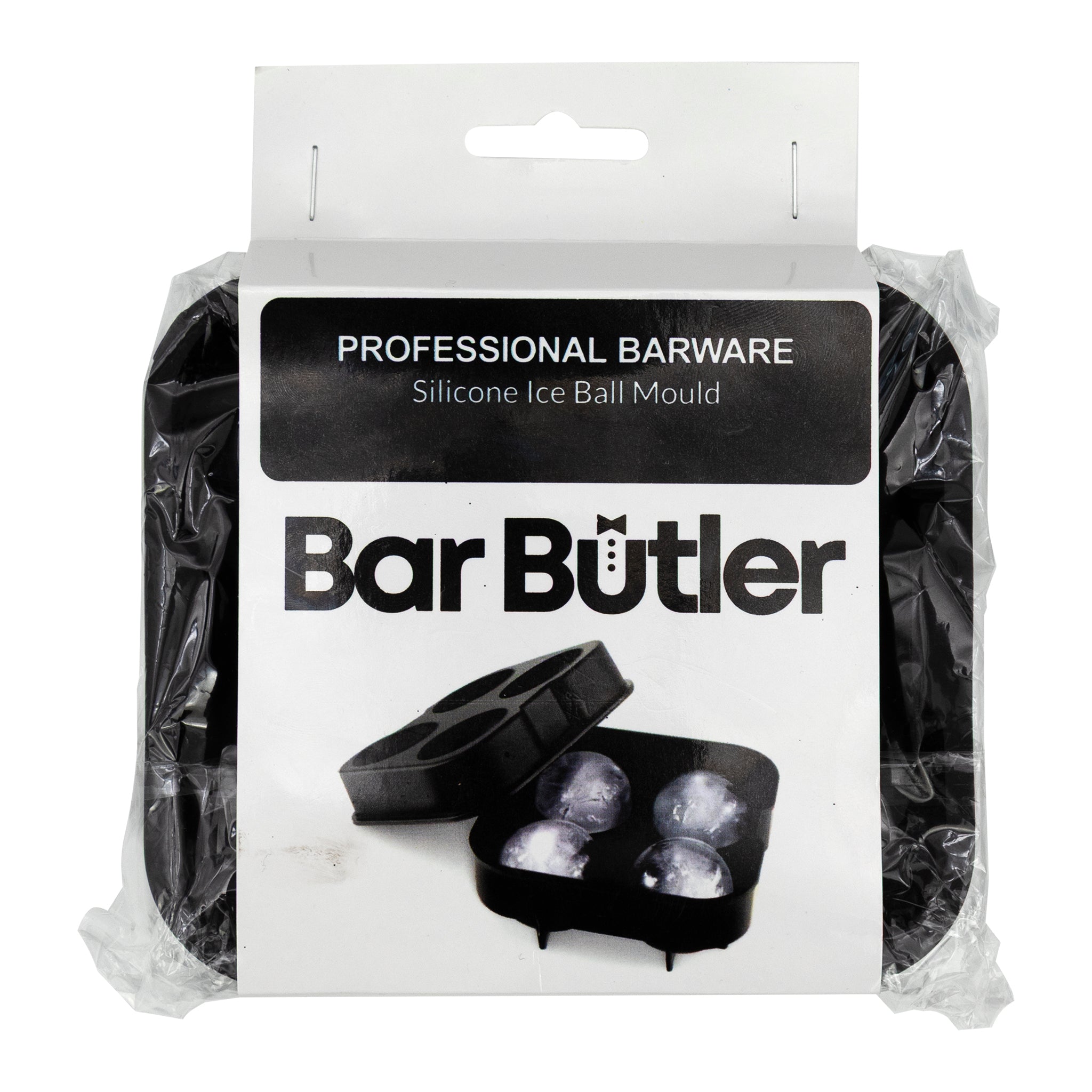BAR BUTLER BLACK SILICONE 4 ICE SPHERE MOULD