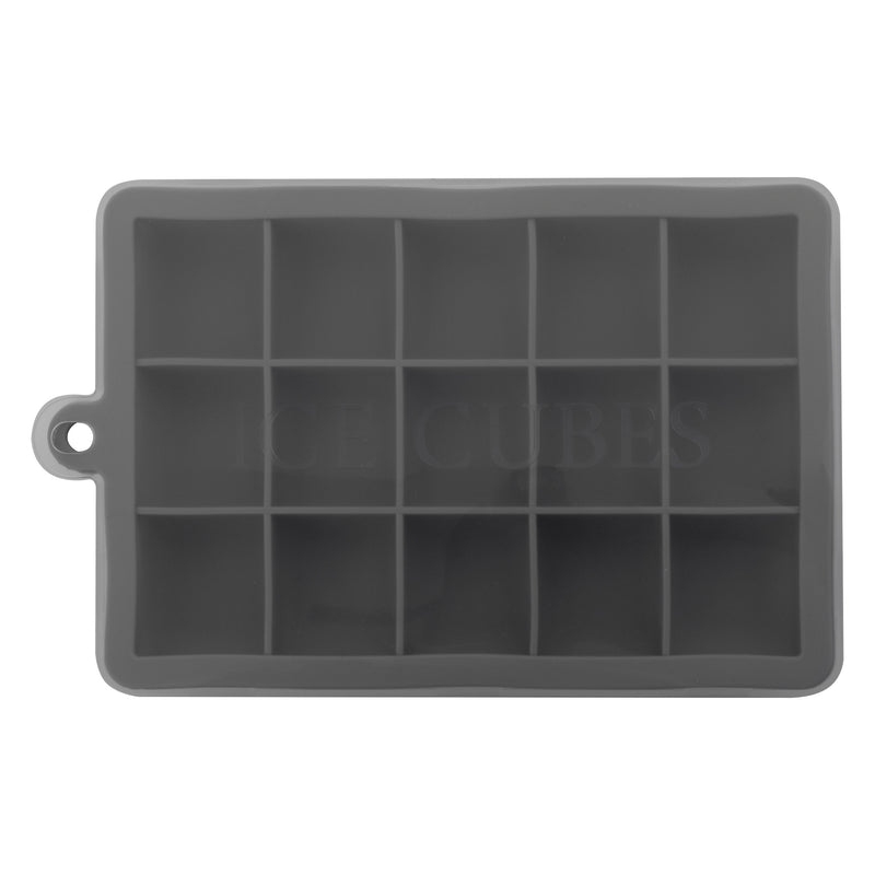 BAR BUTLER GREY SILICONE 15 ICE CUBES TRAY WITH COVER