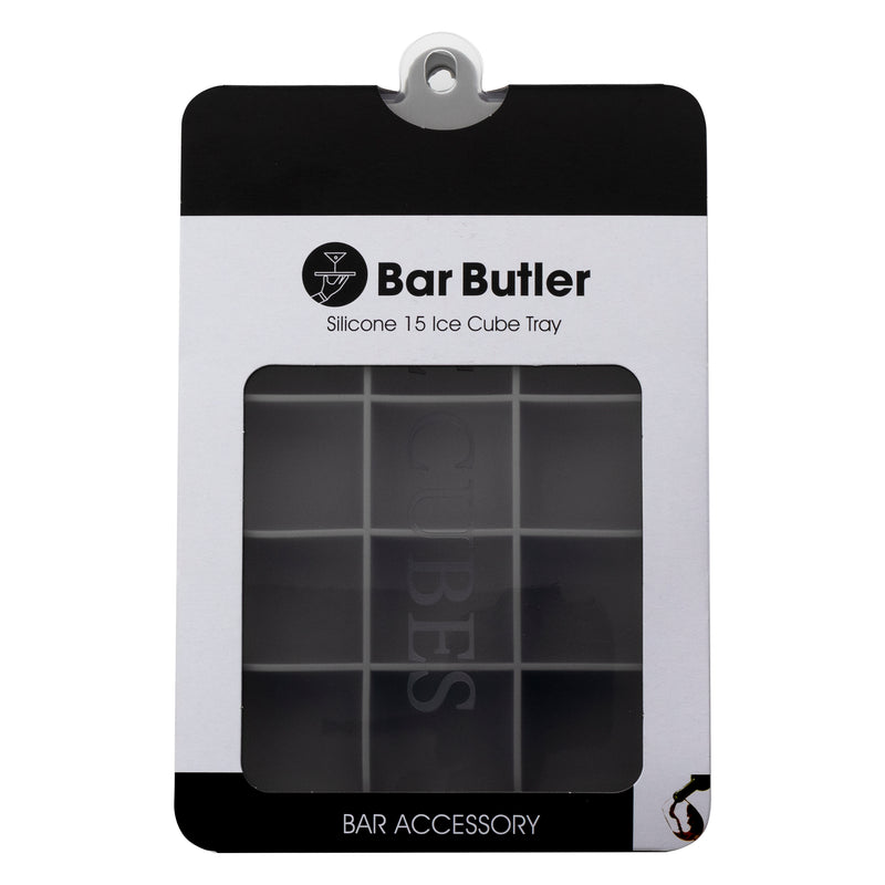 BAR BUTLER GREY SILICONE 15 ICE CUBES TRAY WITH COVER