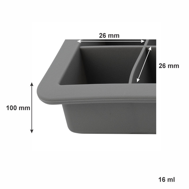 BAR BUTLER GREY SILICONE ICE CUBE (24) TRAY WITH LID