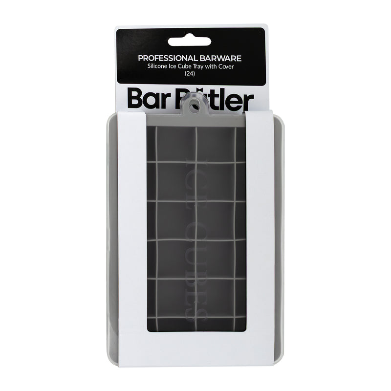 BAR BUTLER GREY SILICONE 24 ICE CUBES TRAY WITH COVER