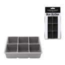 BAR BUTLER GREY SILICONE 6 JUMBO ICE CUBES TRAY