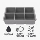 BAR BUTLER GREY SILICONE 6 JUMBO ICE CUBES TRAY