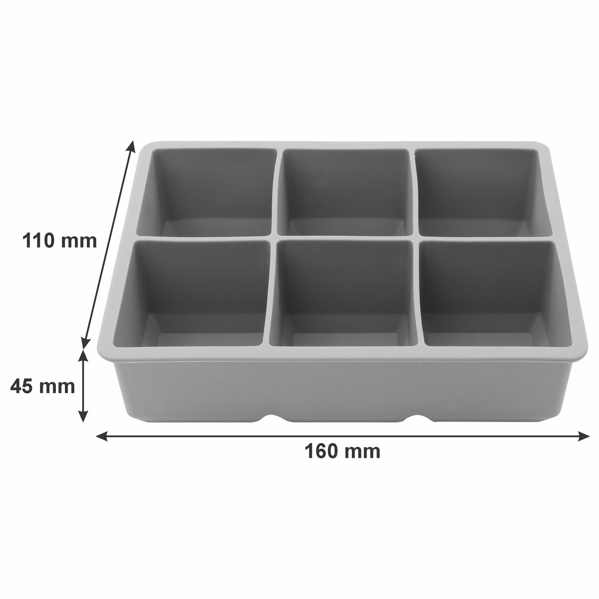 BAR BUTLER GREY SILICONE 6 JUMBO ICE CUBES TRAY