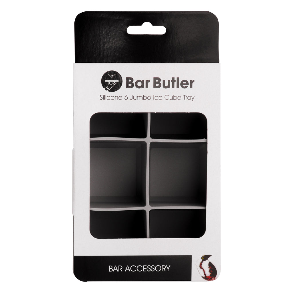 BAR BUTLER GREY SILICONE JUMBO ICE CUBE (6) TRAY