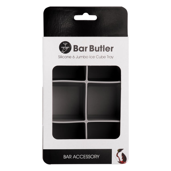 BAR BUTLER GREY SILICONE JUMBO ICE CUBE (6) TRAY