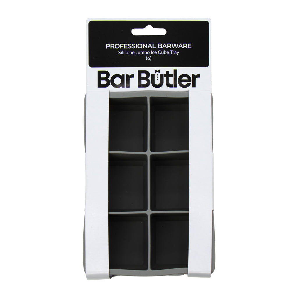 BAR BUTLER GREY SILICONE 6 JUMBO ICE CUBES TRAY