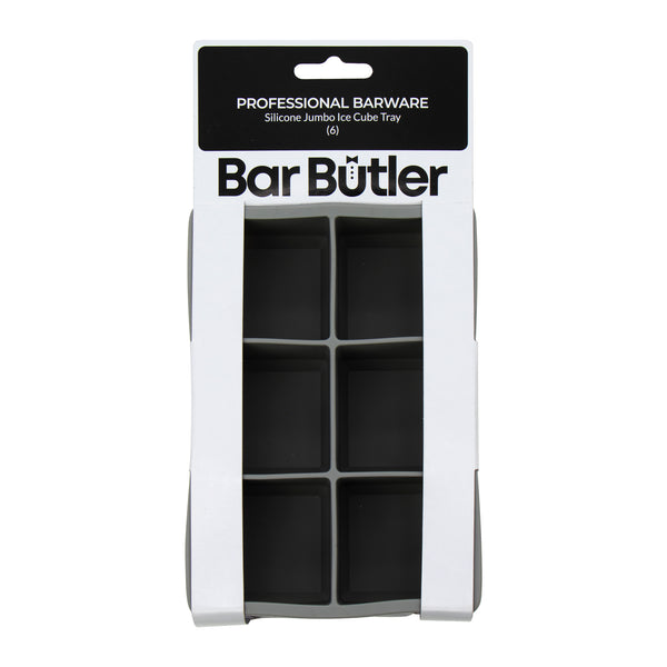 BAR BUTLER GREY SILICONE 6 JUMBO ICE CUBES TRAY