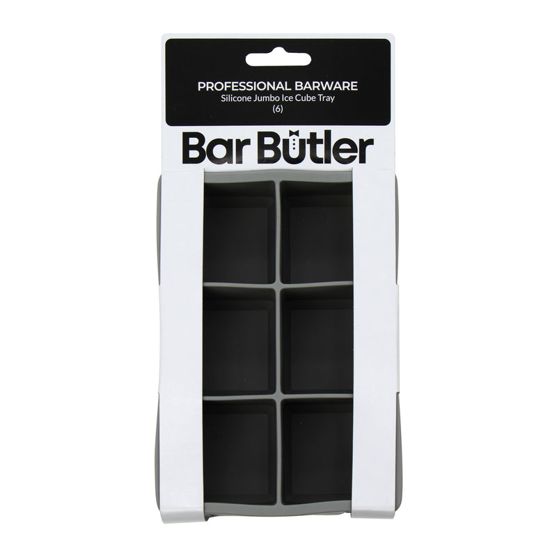 BAR BUTLER GREY SILICONE 6 JUMBO ICE CUBES TRAY