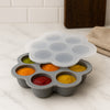 BAR BUTLER GREY SILICONE 10 ICE/BABY FOOD MOULDS WITH COVER