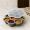 BAR BUTLER GREY SILICONE 10 ICE/BABY FOOD MOULDS WITH COVER