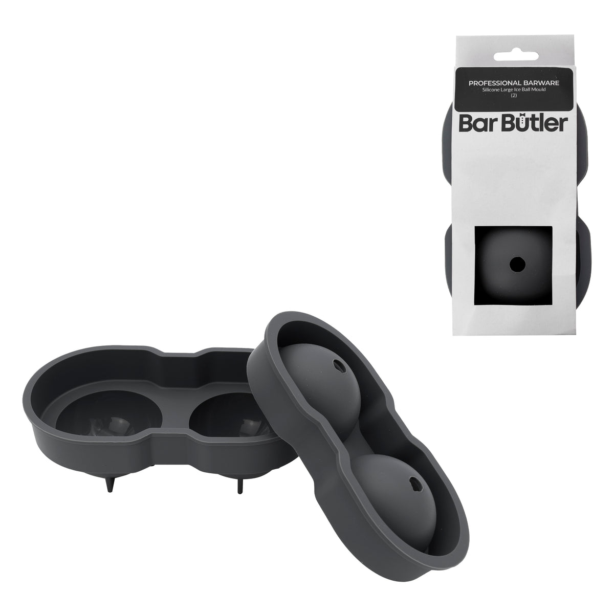BAR BUTLER GREY SILICONE 2 LARGE BALLS ICE MOULD
