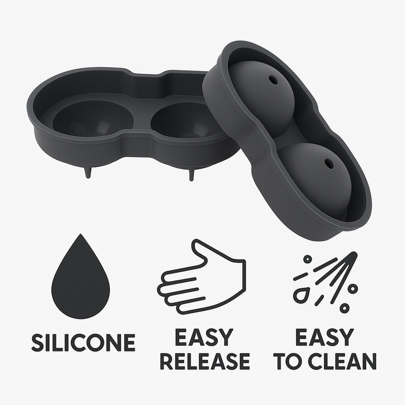 BAR BUTLER GREY SILICONE 2 LARGE BALLS ICE MOULD