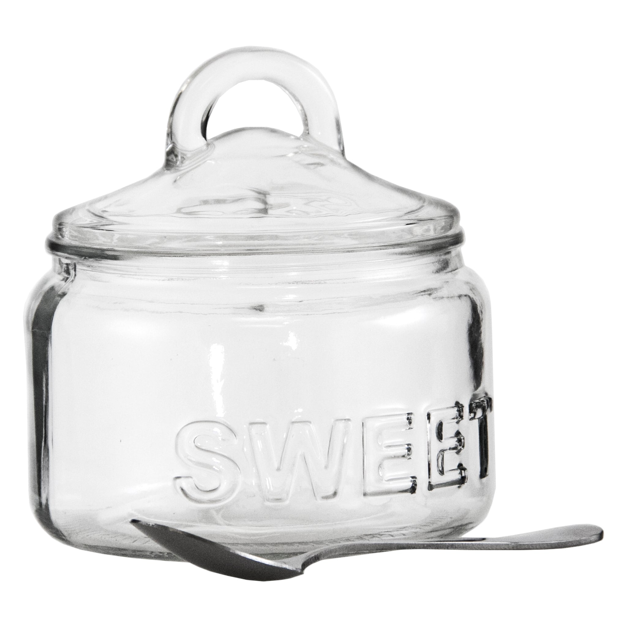 REGENT GLASS SUGAR BOWL 540ML & CREAMER 340ML WITH SPOON 3PCS SET