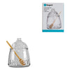 REGENT GLASS HONEY DISPENSER WITH LID & WOODEN DRIPPER 3PCS SET, 590ML