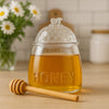 REGENT GLASS HONEY DISPENSER WITH LID & WOODEN DRIPPER 3PCS SET, 590ML