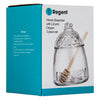 REGENT GLASS HONEY DISPENSER WITH LID & WOODEN DRIPPER 3PCS SET, 590ML