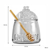 REGENT GLASS HONEY DISPENSER WITH LID & WOODEN DRIPPER 3PCS SET, 590ML