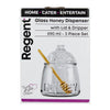 REGENT GLASS HONEY DISPENSER WITH LID & WOODEN DRIPPER 3PCS SET, 590ML