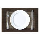 REGENT PLACE MATS WOVEN PVC BROWN WITH BORDER 4PK ROLL, 450X300MM