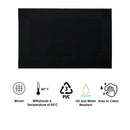 REGENT PLACE MATS WOVEN PVC BLACK WITH BORDER 4 PACK ROLL, 300xX450MM