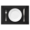 REGENT PLACE MATS WOVEN PVC BLACK WITH BORDER 4 PACK ROLL, 300xX450MM