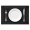 REGENT PLACE MATS WOVEN PVC BLACK WITH BORDER 4 PACK ROLL, 300xX450MM