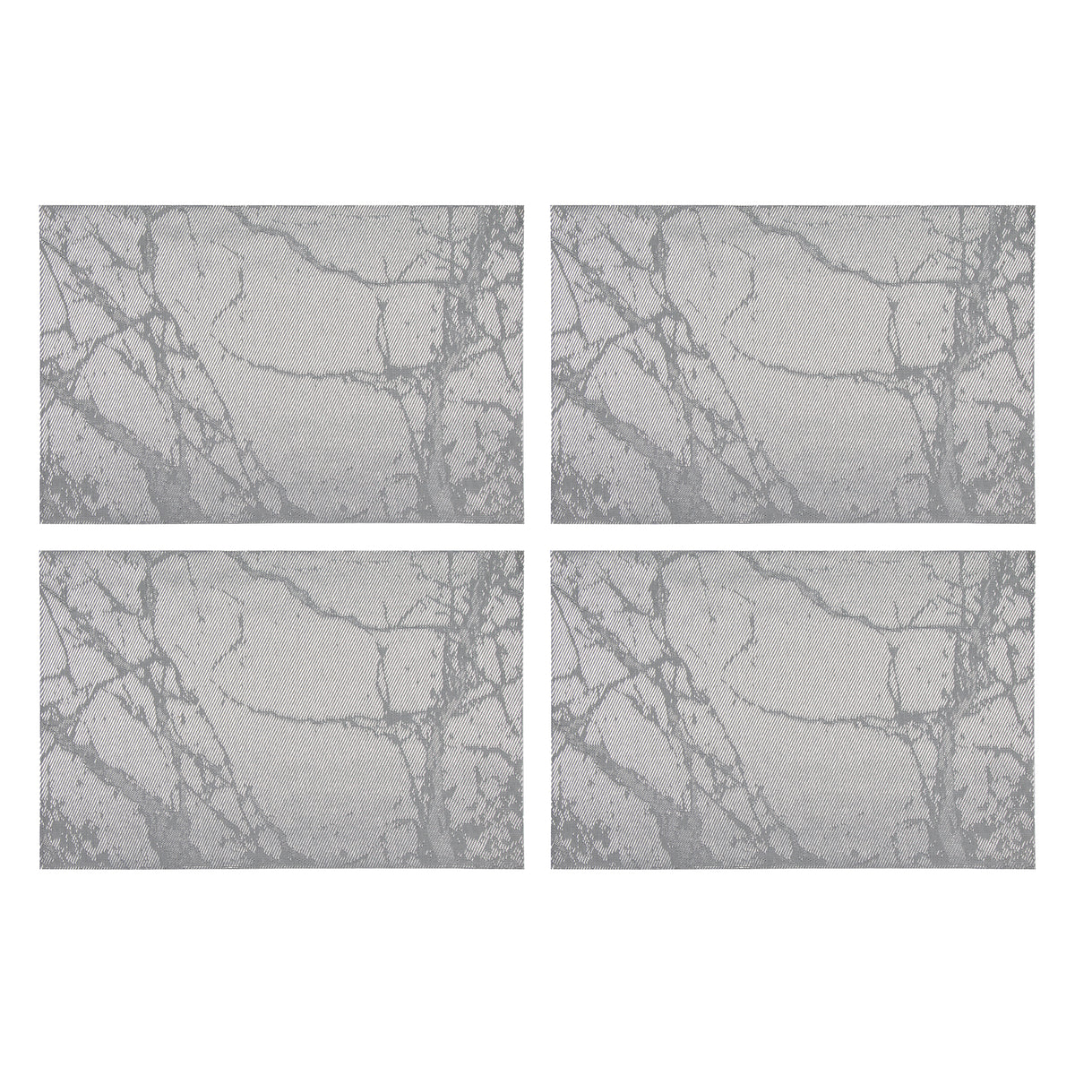 REGENT PLACE MATS WOVEN PVC SILVER MARBLE 4PK ROLL, 300X450MM