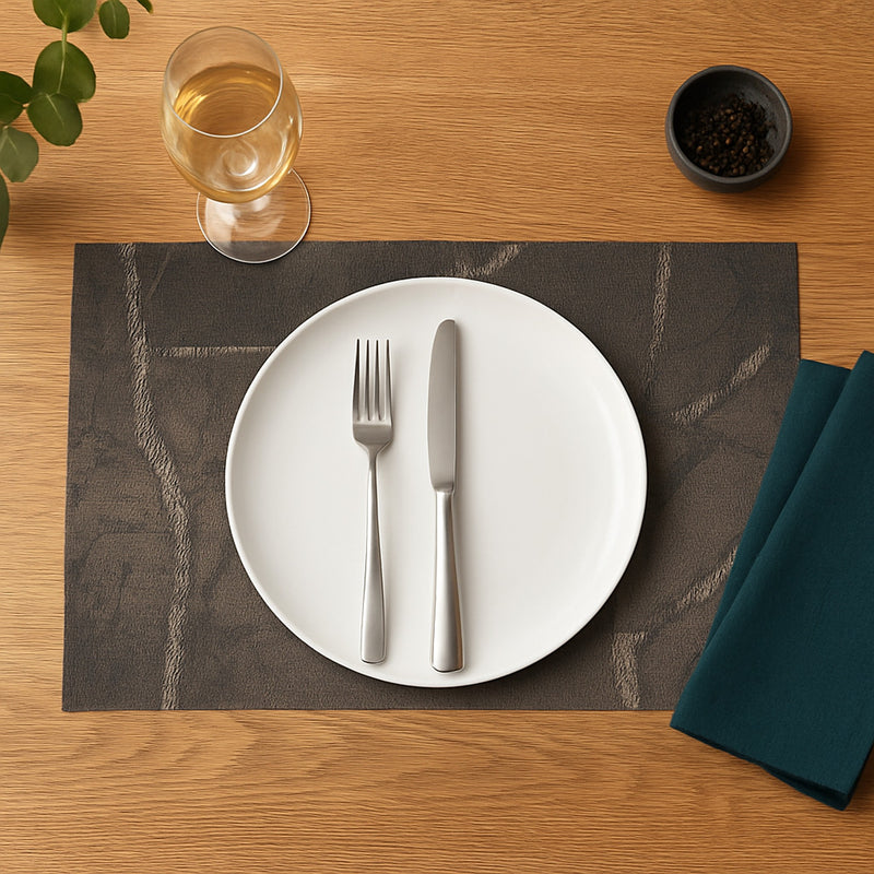 REGENT PLACE MATS WOVEN PVC GREY MARBLE 4PK ROLL, 300X450MM