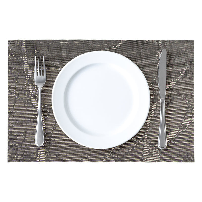 REGENT PLACE MATS WOVEN PVC GREY MARBLE 4PK ROLL, 300X450MM