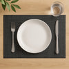 REGENT PLACE MATS WOVEN PVC/COTTON MOTTLED BLACK/WHITE 4PK ROLL, 300X450MM