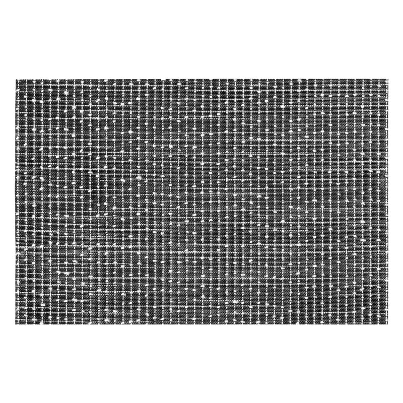 REGENT PLACE MATS WOVEN PVC/COTTON MOTTLED BLACK/WHITE, 4 PACK ROLL (300X450MM)