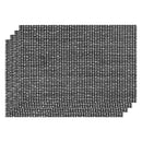REGENT PLACE MATS WOVEN PVC/COTTON MOTTLED BLACK/WHITE, 4 PACK ROLL (300X450MM)