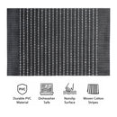 REGENT PLACE MATS WOVEN PVC BLACK WITH WHITE COTTON STRIPES 4PK ROLL, 300X450MM
