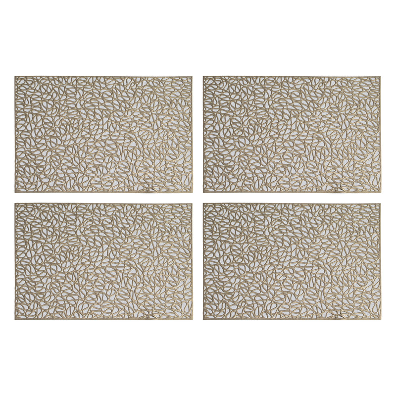 REGENT PLACE MATS PRESSED GOLD METALLIC PVC, 4 PACK ROLL (300X450MM)