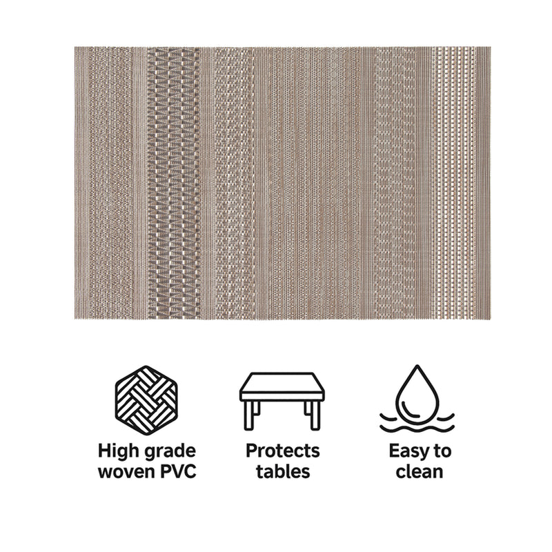 REGENT PLACE MATS WOVEN PVC DESERT SAND 4PK ROLL, 300X450MM