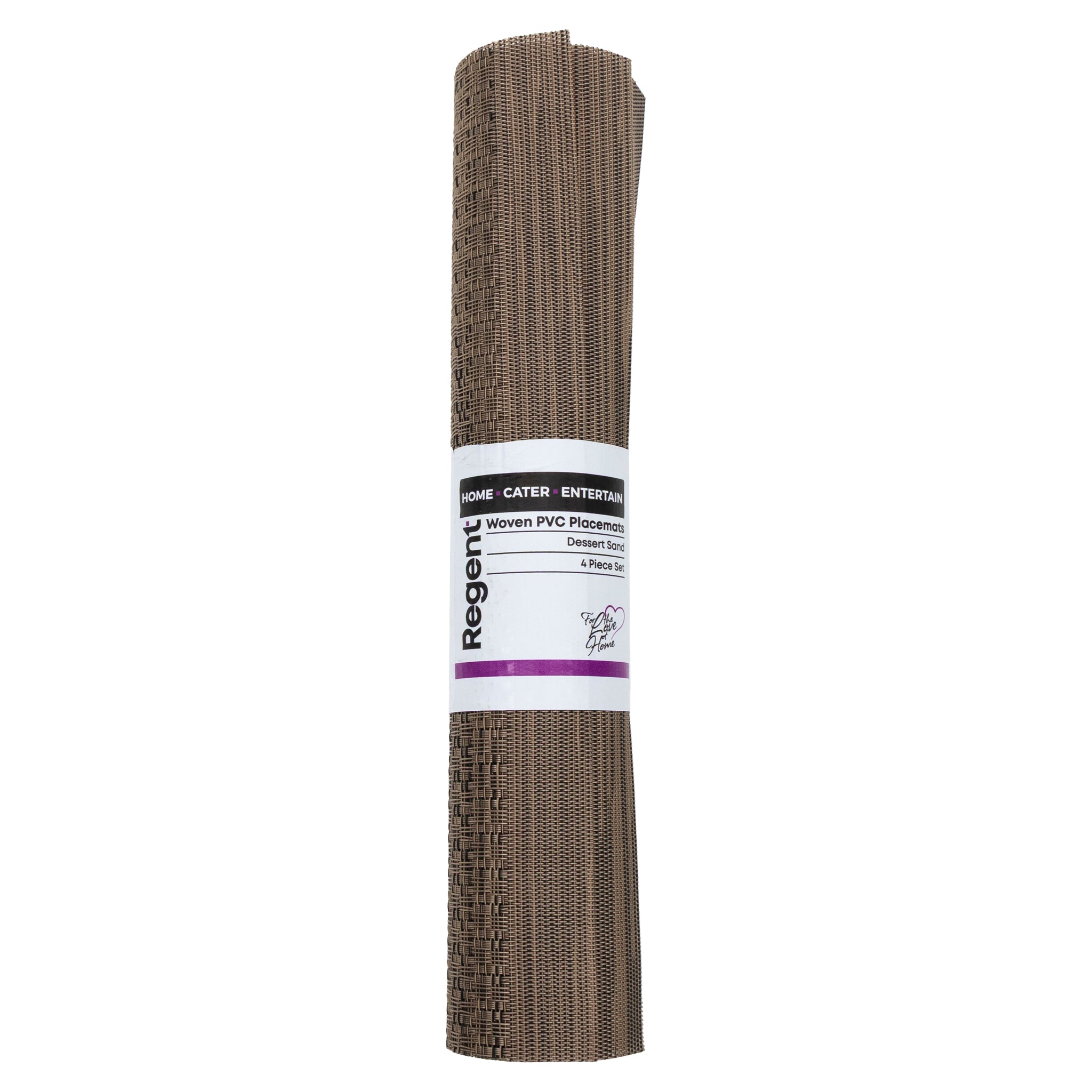 REGENT PLACE MATS WOVEN PVC DESERT SAND 4PK ROLL, 300X450MM