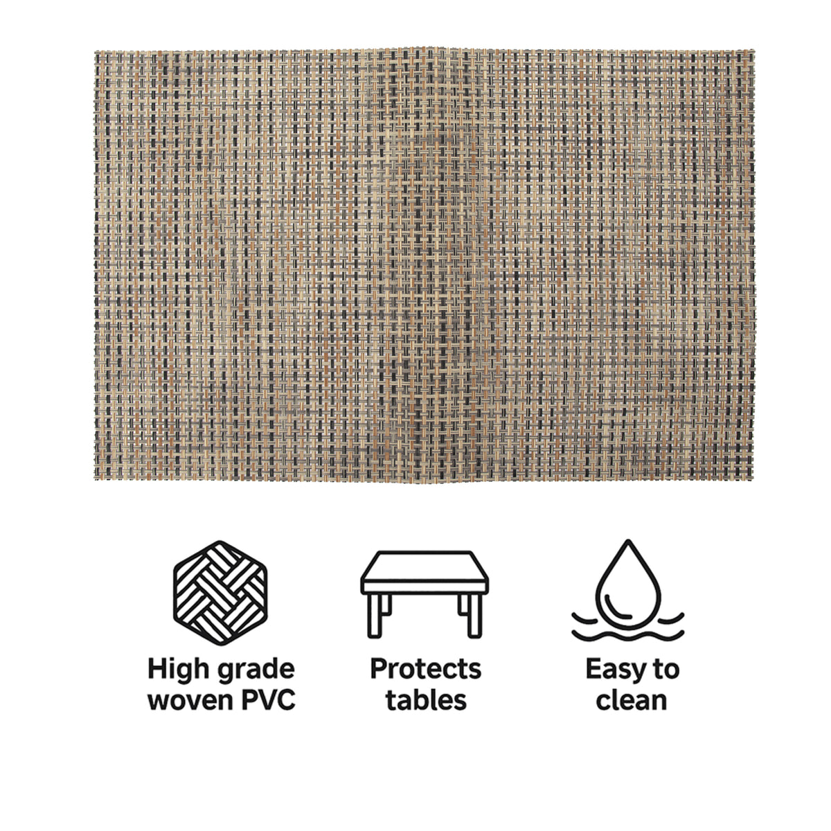 REGENT PLACE MATS WOVEN PVC WHEAT 4PK ROLL, 300X450MM
