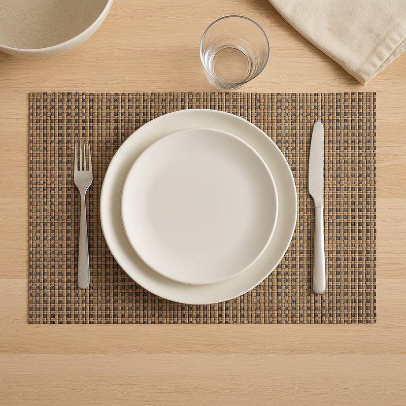 REGENT PLACE MATS WOVEN PVC BEIGE BLISS 4PK ROLL, 300X450MM